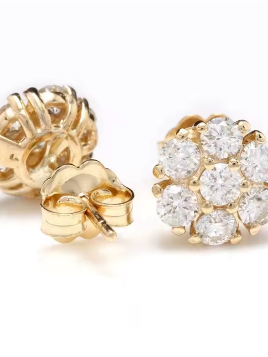 Estelle Cavalla Jewelry - 18k Gold Filled Cluster Lab Diamonds Stud Earrings
